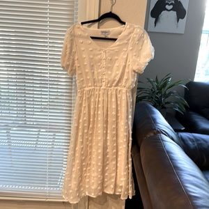 White knee length popcorn dress!